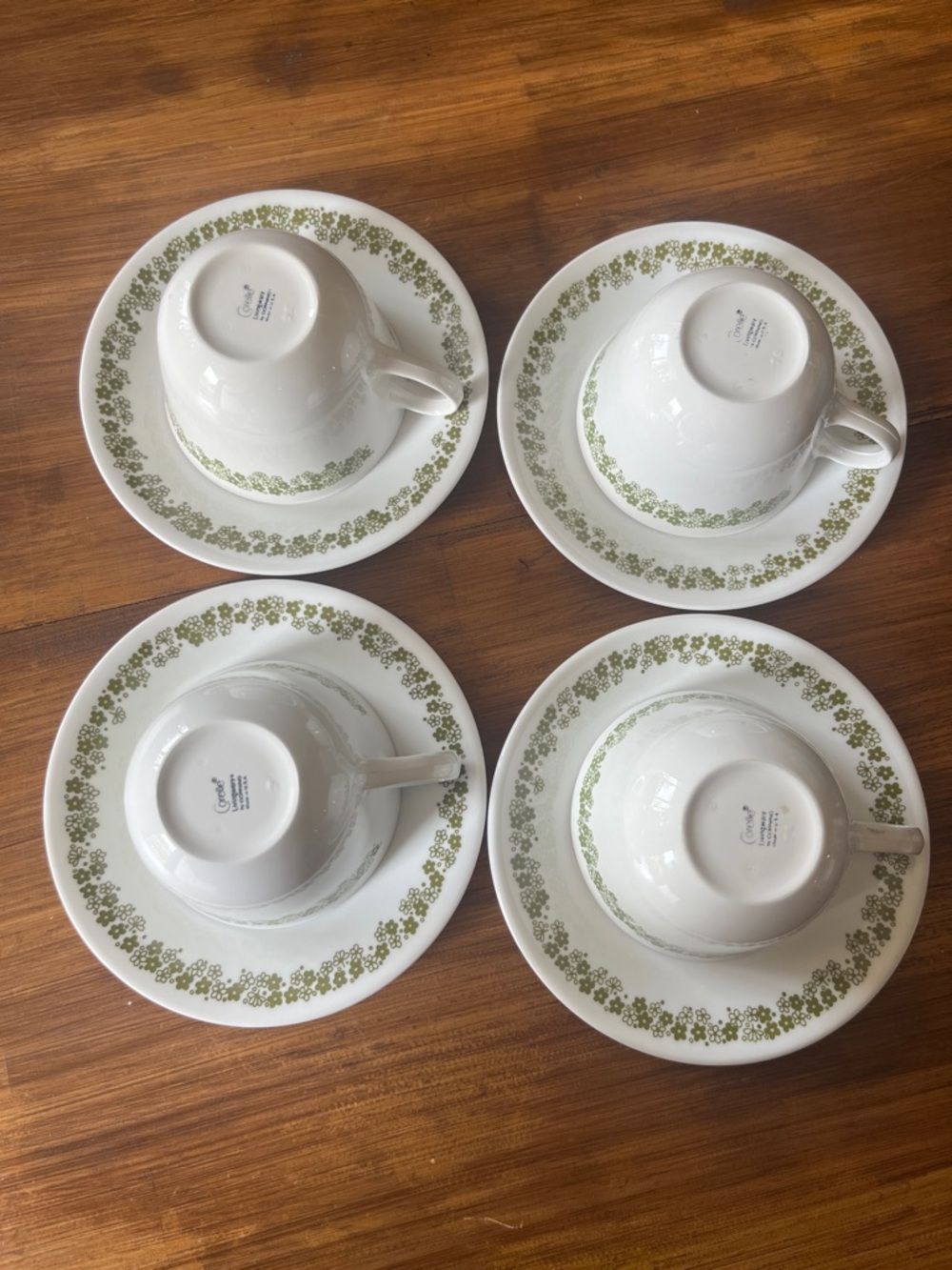 Vintage Corelle Spring Blossom “crazy daisy” mug with saucer:Set of 4 (8 pieces) - Picture 5 of 5